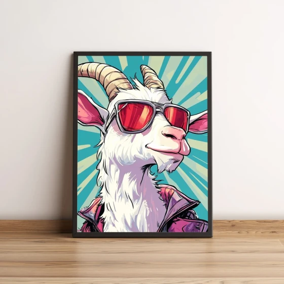 Quadro Decorativo Bode Estiloso com Óculos 2693