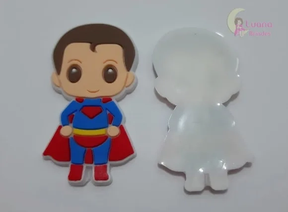 Aplique Superman de Borracha - 4,1cm - Pct C/6 Unid