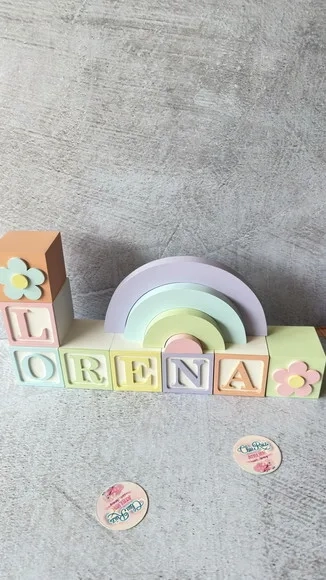 Tons Pastel Cubos 6x6cm Ts + Arco Íris. Decoração Bebê