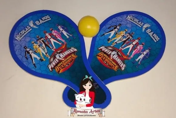 Raquetes de Ping Pong Tema Power Rangers Overdrive