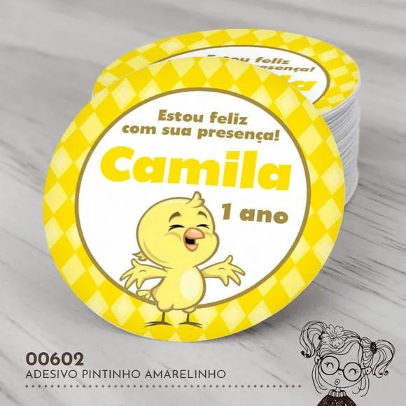 Adesivo Redondo Pintinho Amarelinho - 00602