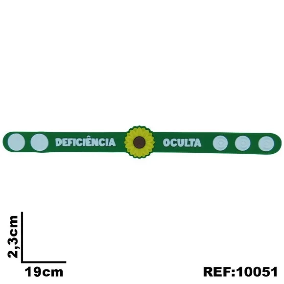 Pulseira Deficiência Oculta Girassol Emborrachado - 3 Unidad