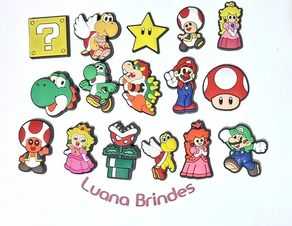 Aplique Super Mario Emborrachado Pacote com 16 Unidades