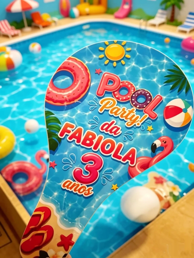 Raquete de Ping e Pong Personalizada para lembrancinhas Pool Party