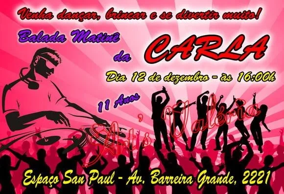 Convite Balada c/ Envelope - 10x7cm