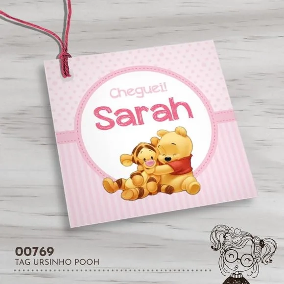 Tag Quadrada Ursinho Pooh - 00769
