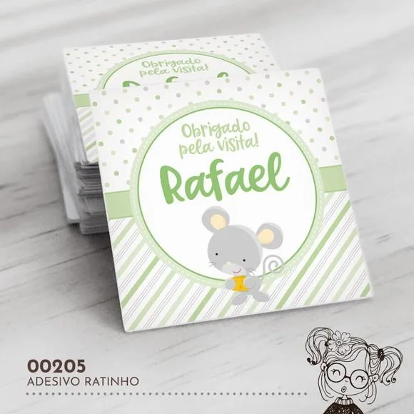 Adesivo Quadrado Ratinho - 00205