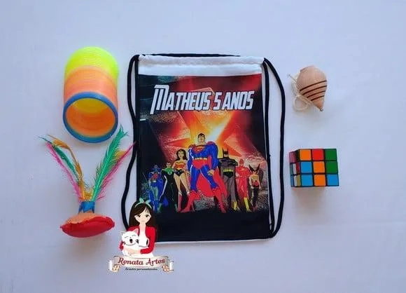 Mochila Brinquedos Retrô Tema Liga da Justiça