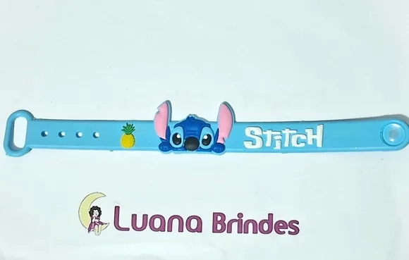 Pulseira Stitch e Angel 20cm Emborrachada Pacotes com 3 Peça