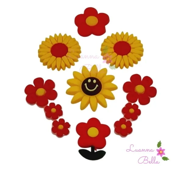 Aplique Flores emborrachados - pact c/7 unds