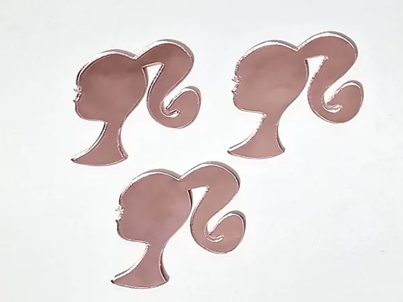 Aplique Barbie Acrílico Espelhado Rose Pacotes com 10 Peças
