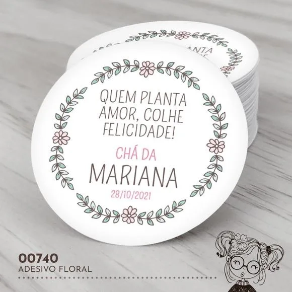 Adesivo Redondo Floral - 00740