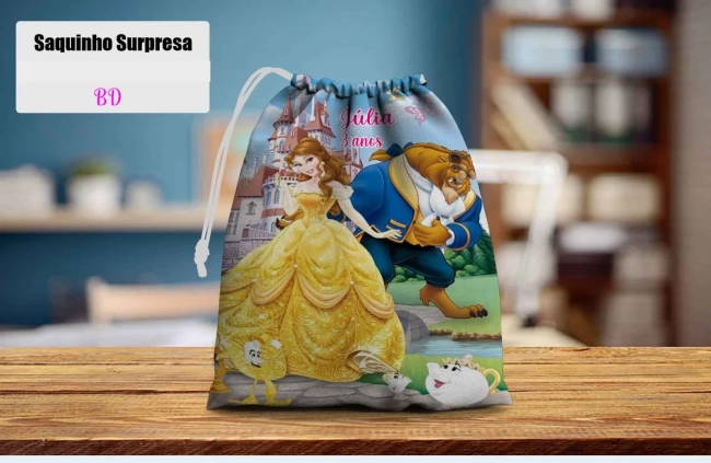 Saquinho Supresa para lembrancinhas da Bela e Fera