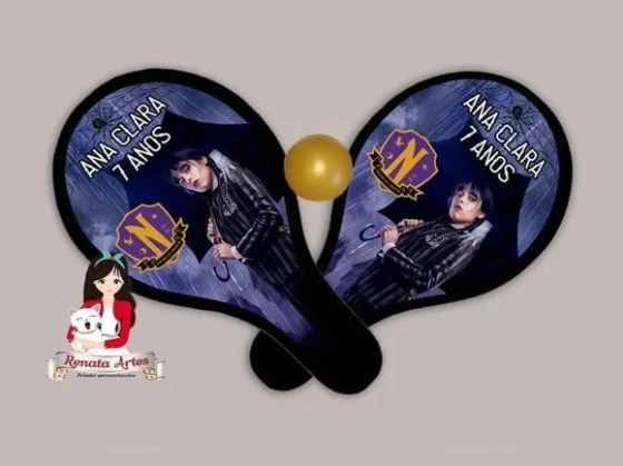 Raquetes de Ping Pong Personalizada Tema Wandinha