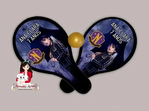 Raquetes de Ping Pong Personalizada Tema Wandinha