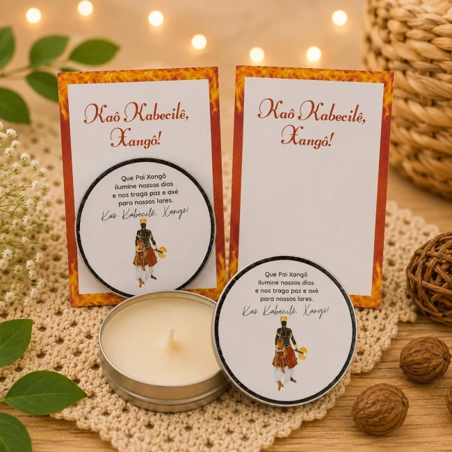 42 unidades de Vela Aromática na latinha Personalizada, Oxum - Oxóssi - Orixás e Entidades, fazemos qualquer tema.