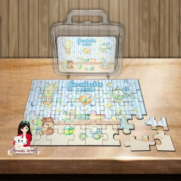 Quebra Cabeça Personalizado na Maleta Brinquedos Vintage