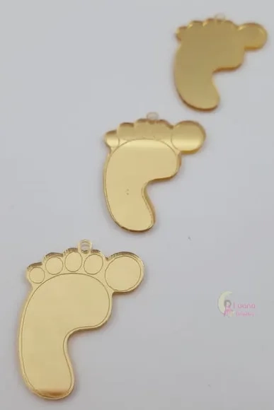 Pingente Pezinho de Acrílico Espelhado Dourado-pct c/6 un