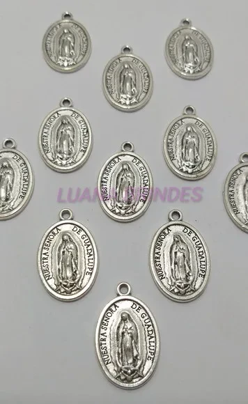 Medalha Nossa Senhora de Guadalupe Metal Prata-pct c/10 unid