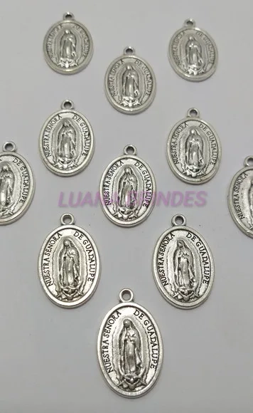 Medalha Nossa Senhora de Guadalupe Metal Prata-pct c/10 unid