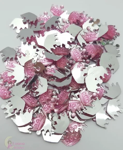 Chaton Coroa Rosa - 15mm - pct c/100 unidades
