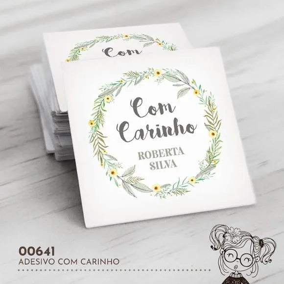 Adesivo Quadrado com Carinho - 00641
