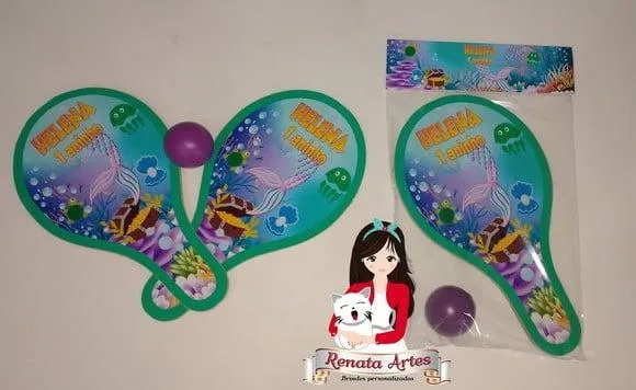 Raquetes de Ping Pong Personalizadas Tema Sereia Calda