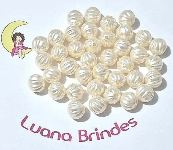 Pérola Pitanga Creme 12mm Pacote 50 Unidades