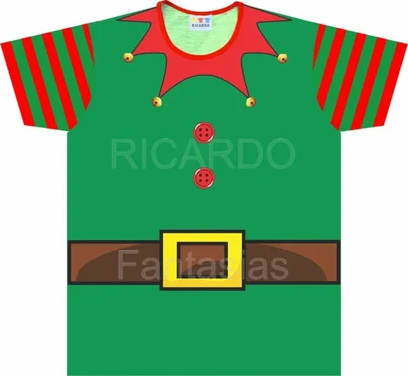 Camiseta Infantil Fantasia Ajudante de Papai Noel Elfo de Natal