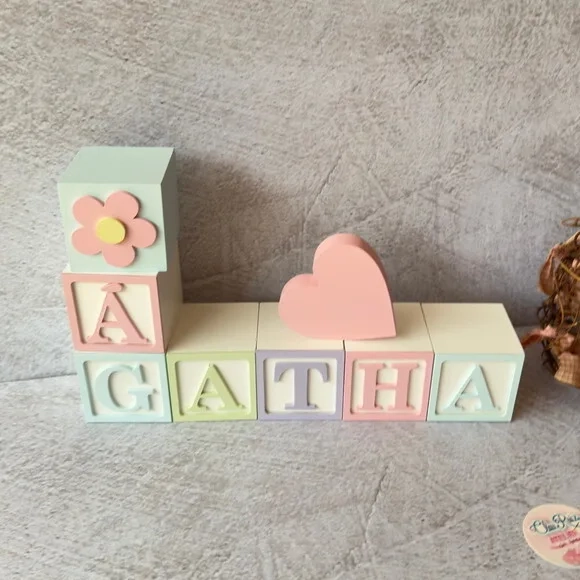Coração -tons Pastel Cubos 6x6cm Decoração Bebê