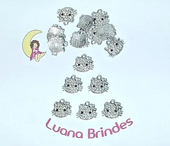 Pingente Hello Kitty Ziconia Niquel 1,5cm Pacote com 6 Unida