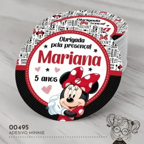 Adesivo Redondo Minnie - 00495