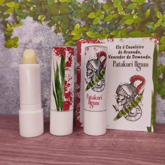 36 Lembrancinhas Personalizada Hidratante Labial Manteiga de Cacau Ogum - São Jorge - FAZEMOS QUALQUER TEMA