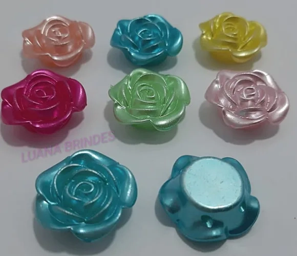 Flor ABS Perolada Colorida Furo Passante Pct 7 Unidades