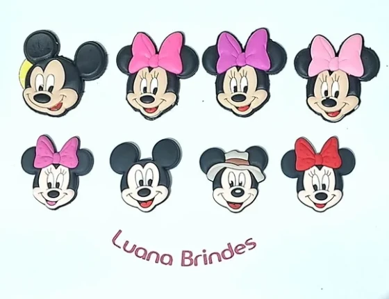 Aplique Mickey e Minnie Emborrachado Pacote com 8 Unidades