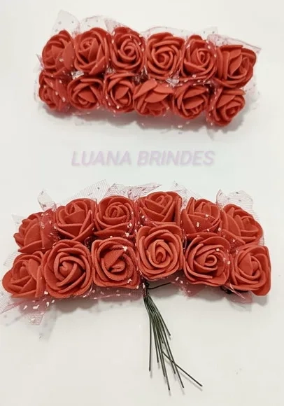 Buquês Flores de EVA Vermelho 2 Unidades com 12 Flores Cada