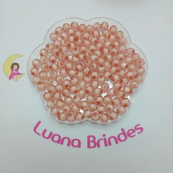 Bolinha Facetada com Miolo Creme 8mm Pct 100 Unidades