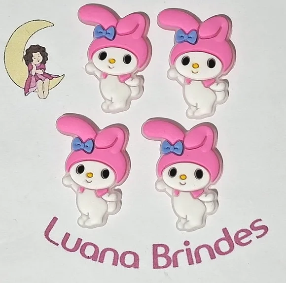 Aplique Hello Kitty e Melody Emborrachado Pcts com 6 Peças