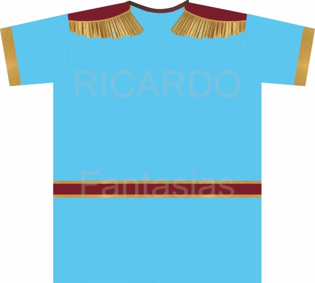 Camiseta Infantil Fantasia Príncipe de Gala Azul Celeste com Cordão Dourado