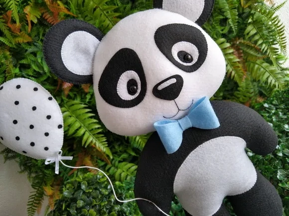 Panda em Feltro - Kit com 4 peças