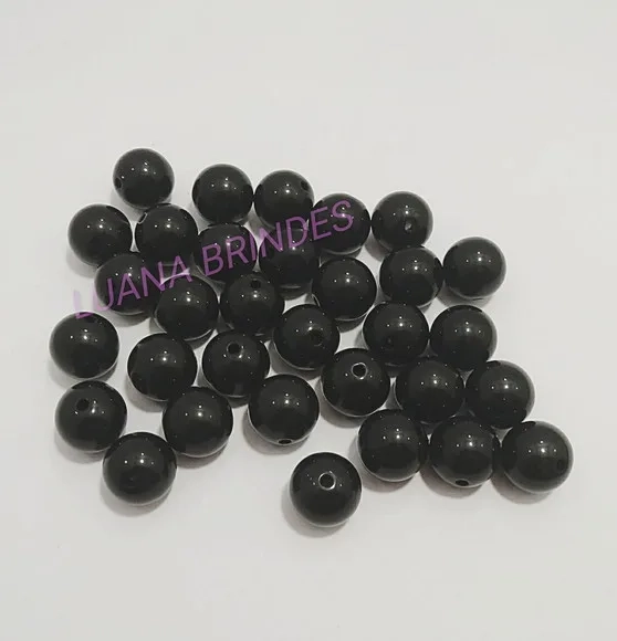 Bolinha Acrílica Preta Furo 13mm Pct 50 Unidades