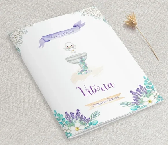 Lembrança Batizado Lavanda Mini Livro de Orações
