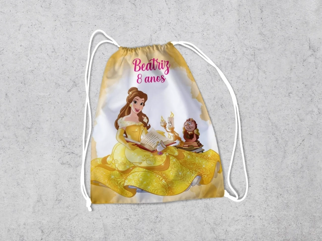 Mochilinha Personalizada para lembrancinhas da Bela e Fera