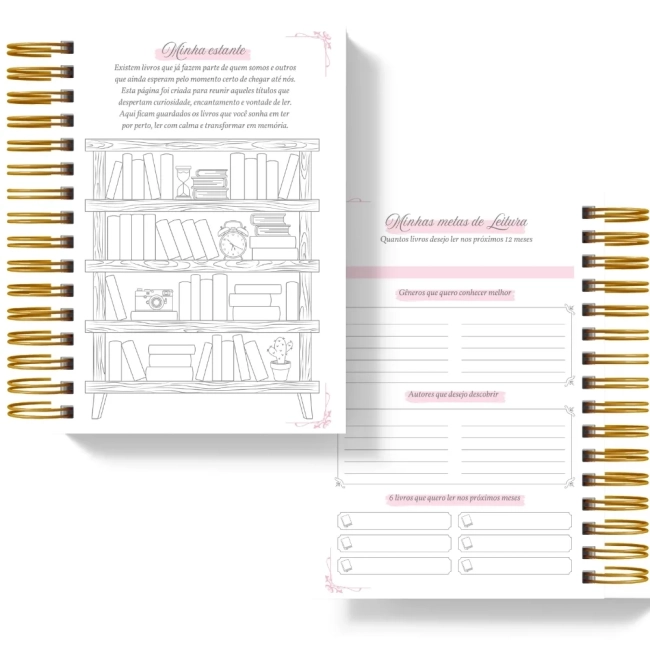 Diário de Leitura Personalizado  Caderno Literário para Registrar Livros, Leituras e Favoritos