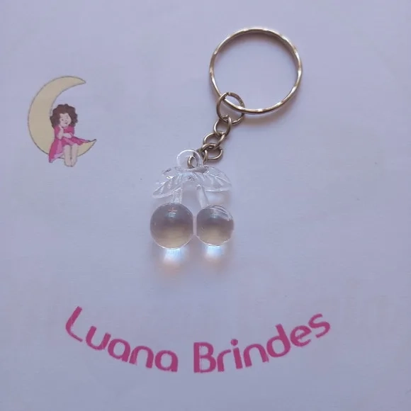 Chaveiro Limão Transparente de Acrilico 3cm Pct 10 Unidades