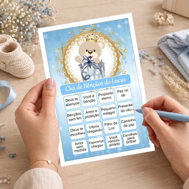 Bingo Chá de Bênçãos Menino PDF Para Imprimir