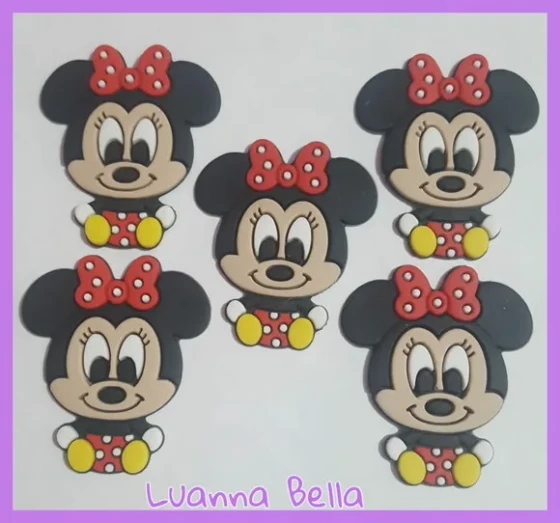 Aplique Minnie Sentadinho de borracha - pct c/6 unid