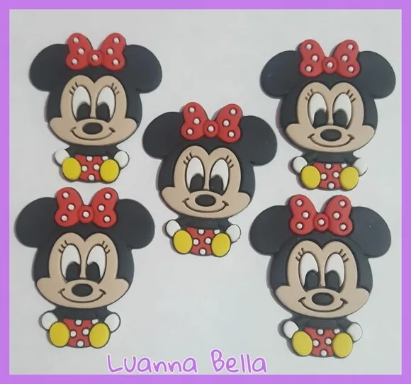 Aplique Minnie Sentadinho de borracha - pct c/6 unid