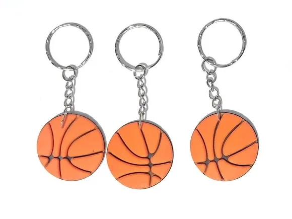 Chaveiro Bola de Basquete Emborrachado Pacote com 6 Unidades