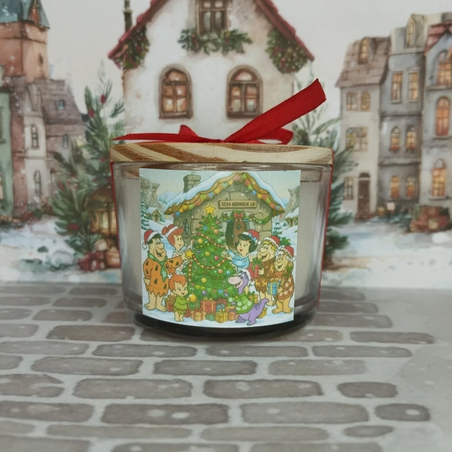 Vela Aromática no Copo Personalizada Natal Os Flintstones, Trabalhamos com outros temas - Informar  tema no chat
